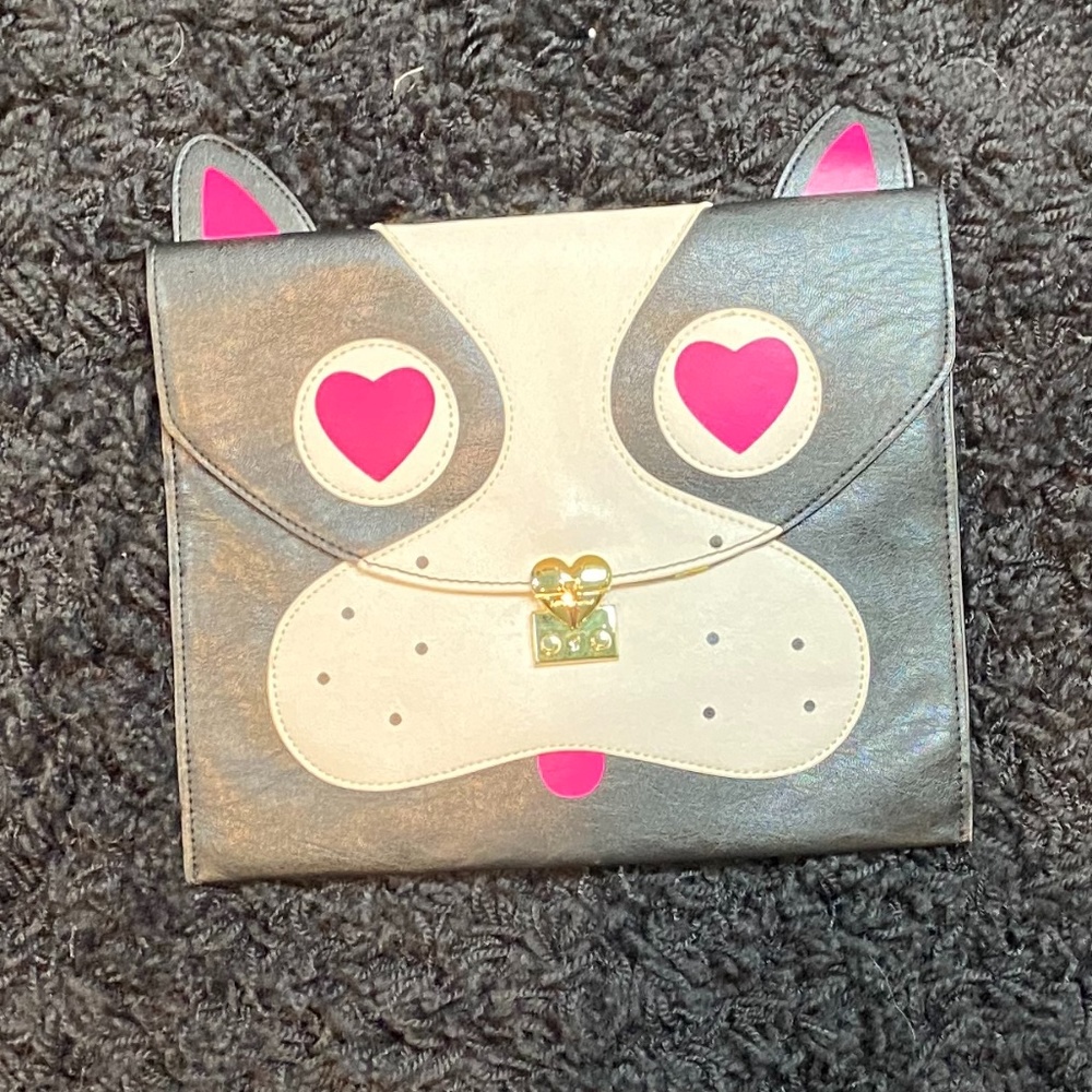 Betsey Johnson Heart-Eye Dog Clutch